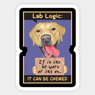 Yellow Labrador Retriever holding sign Sticker